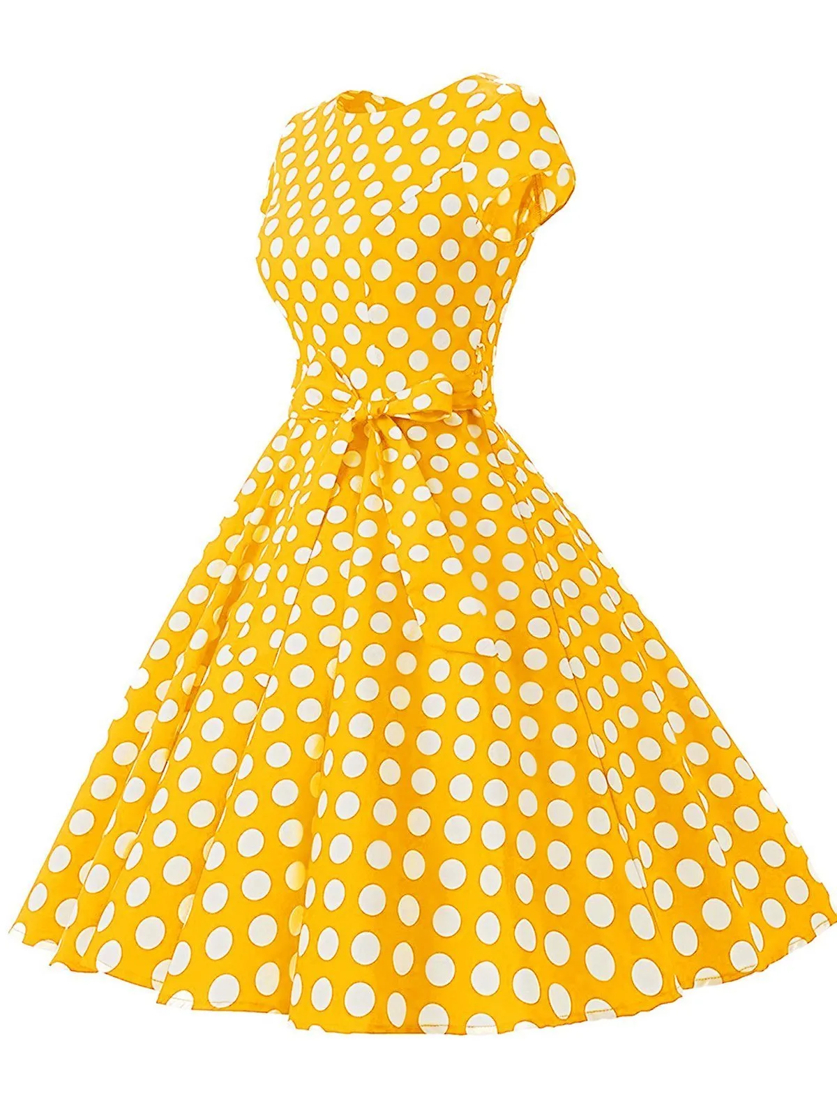 1950s Polka Dot Belted Swing Dress