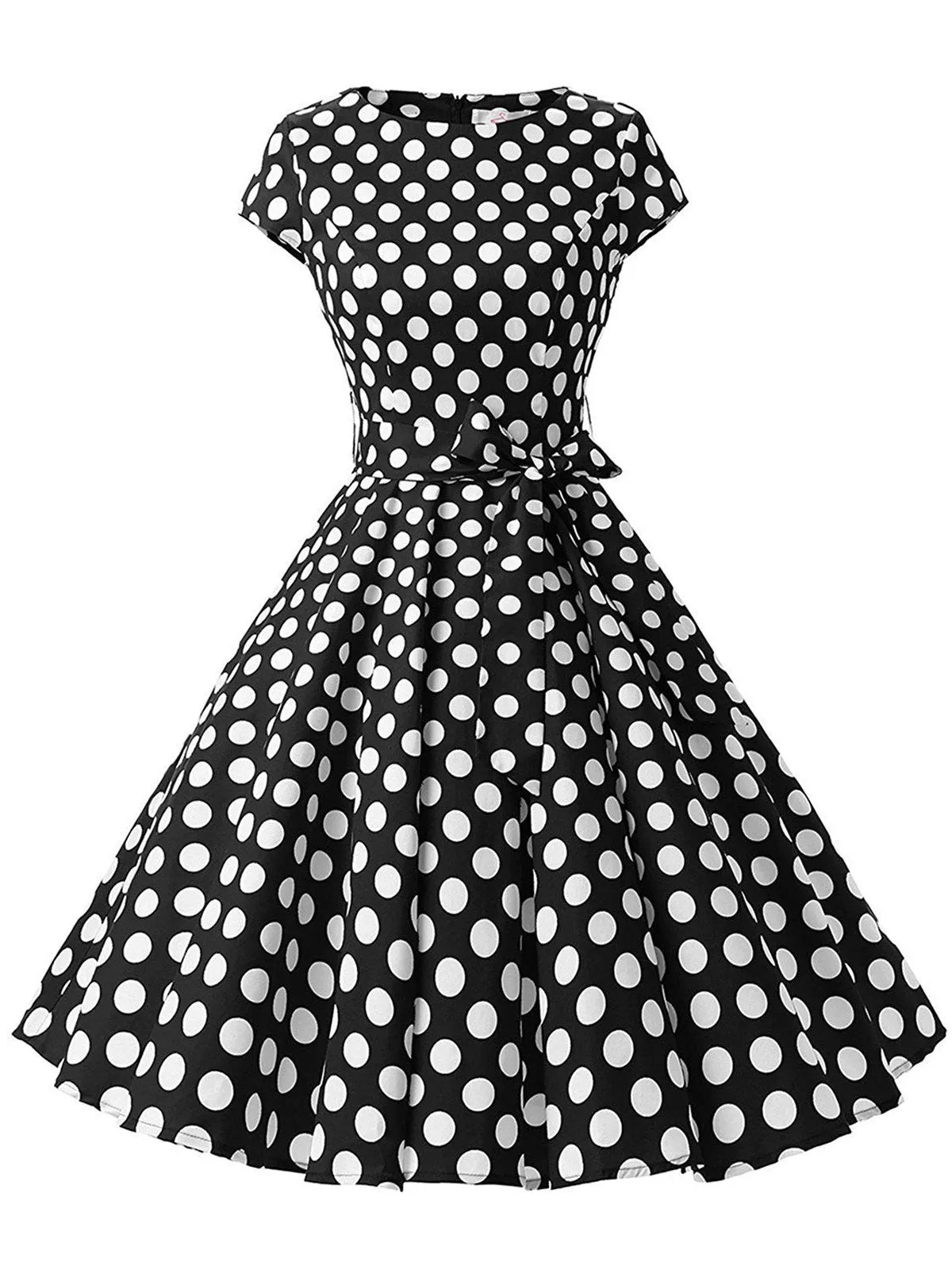 1950s Polka Dot Belted Swing Dress