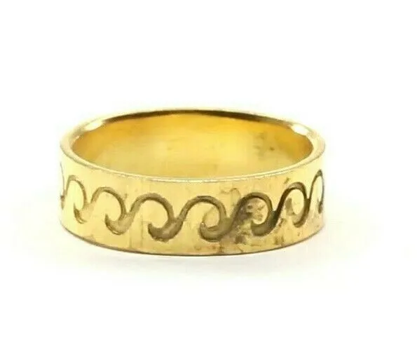 22k Ring Solid Gold ELEGANT Charm Ladies Water Waves SIZE 7.5 RESIZABLE r2304