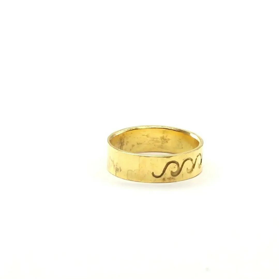 22k Ring Solid Gold ELEGANT Charm Ladies Water Waves SIZE 7.5 RESIZABLE r2304