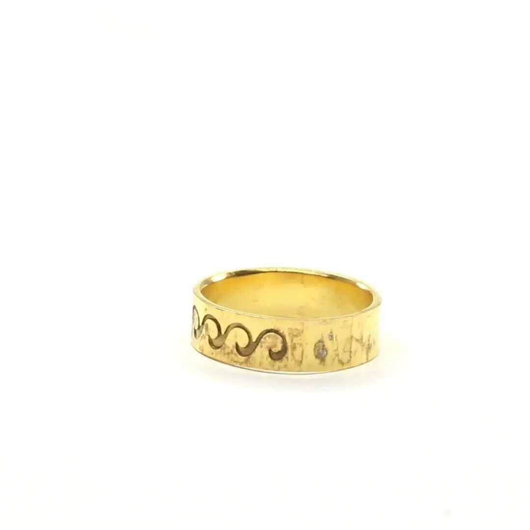 22k Ring Solid Gold ELEGANT Charm Ladies Water Waves SIZE 7.5 RESIZABLE r2304