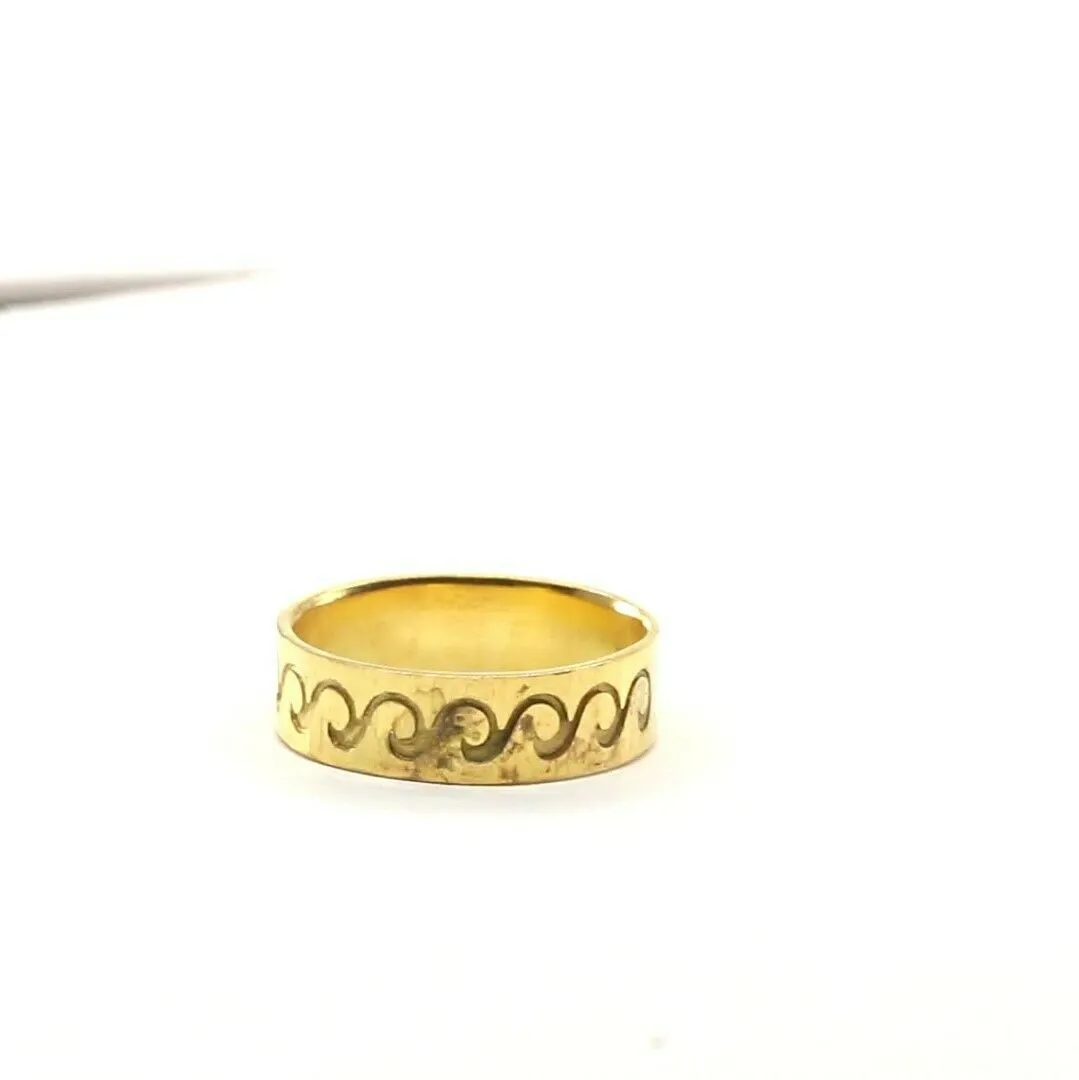 22k Ring Solid Gold ELEGANT Charm Ladies Water Waves SIZE 7.5 RESIZABLE r2304