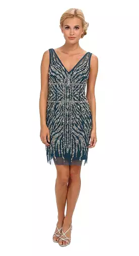 Adrianna Papell - Embellished Mesh Dress 41886540