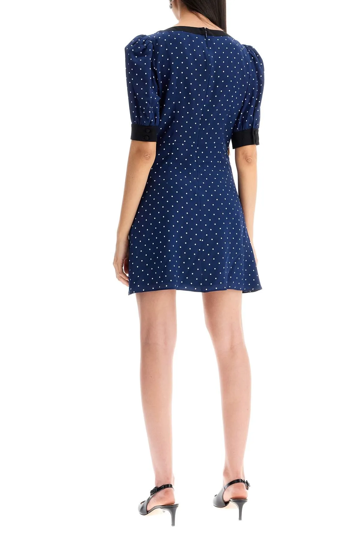 Alessandra Rich silk Polka Dot Mini Dress   Blue