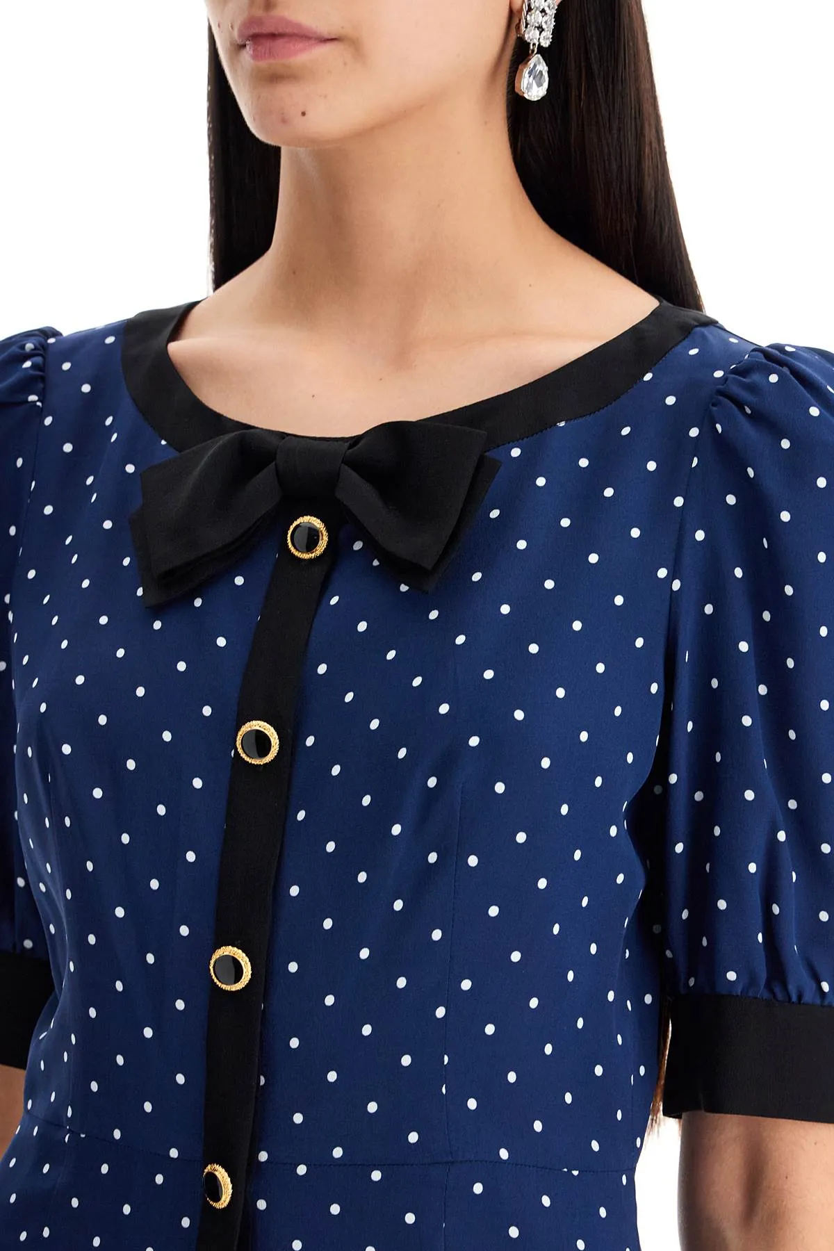 Alessandra Rich silk Polka Dot Mini Dress   Blue