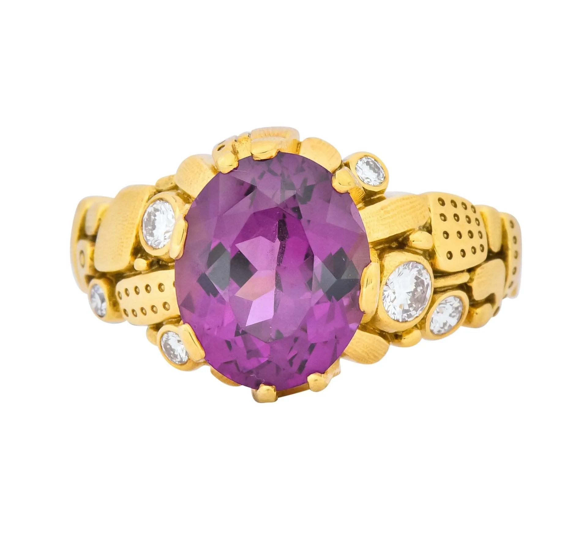 Alex Sepkus 3.92 CTW Rhodolite Garnet Diamond 18 Karat Gold Ring