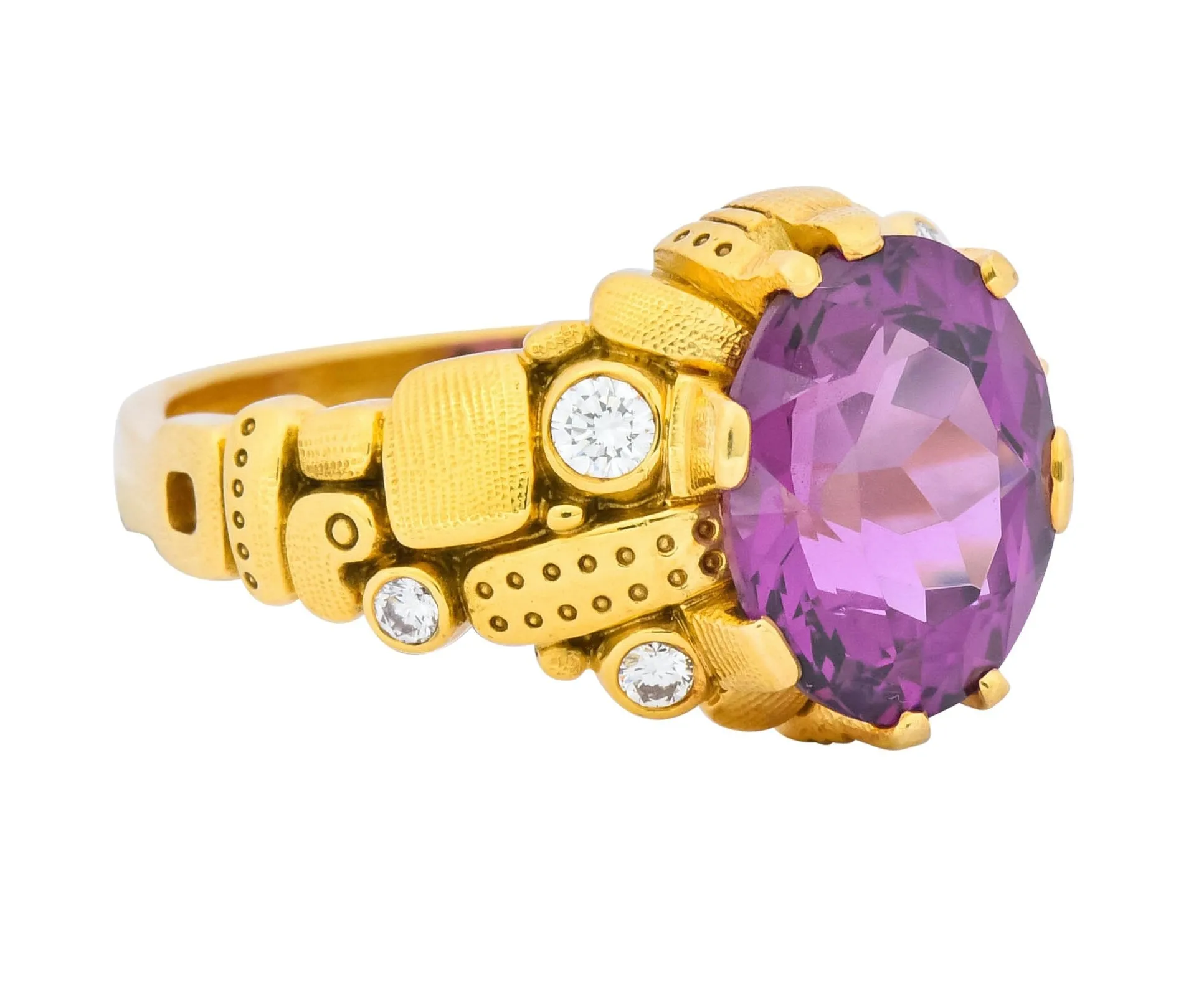 Alex Sepkus 3.92 CTW Rhodolite Garnet Diamond 18 Karat Gold Ring