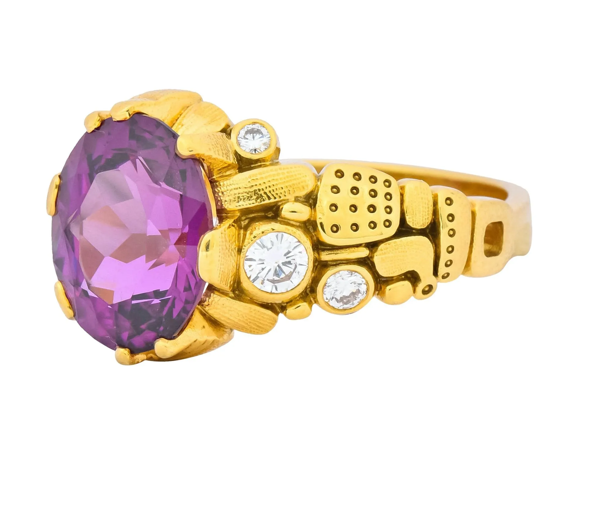 Alex Sepkus 3.92 CTW Rhodolite Garnet Diamond 18 Karat Gold Ring