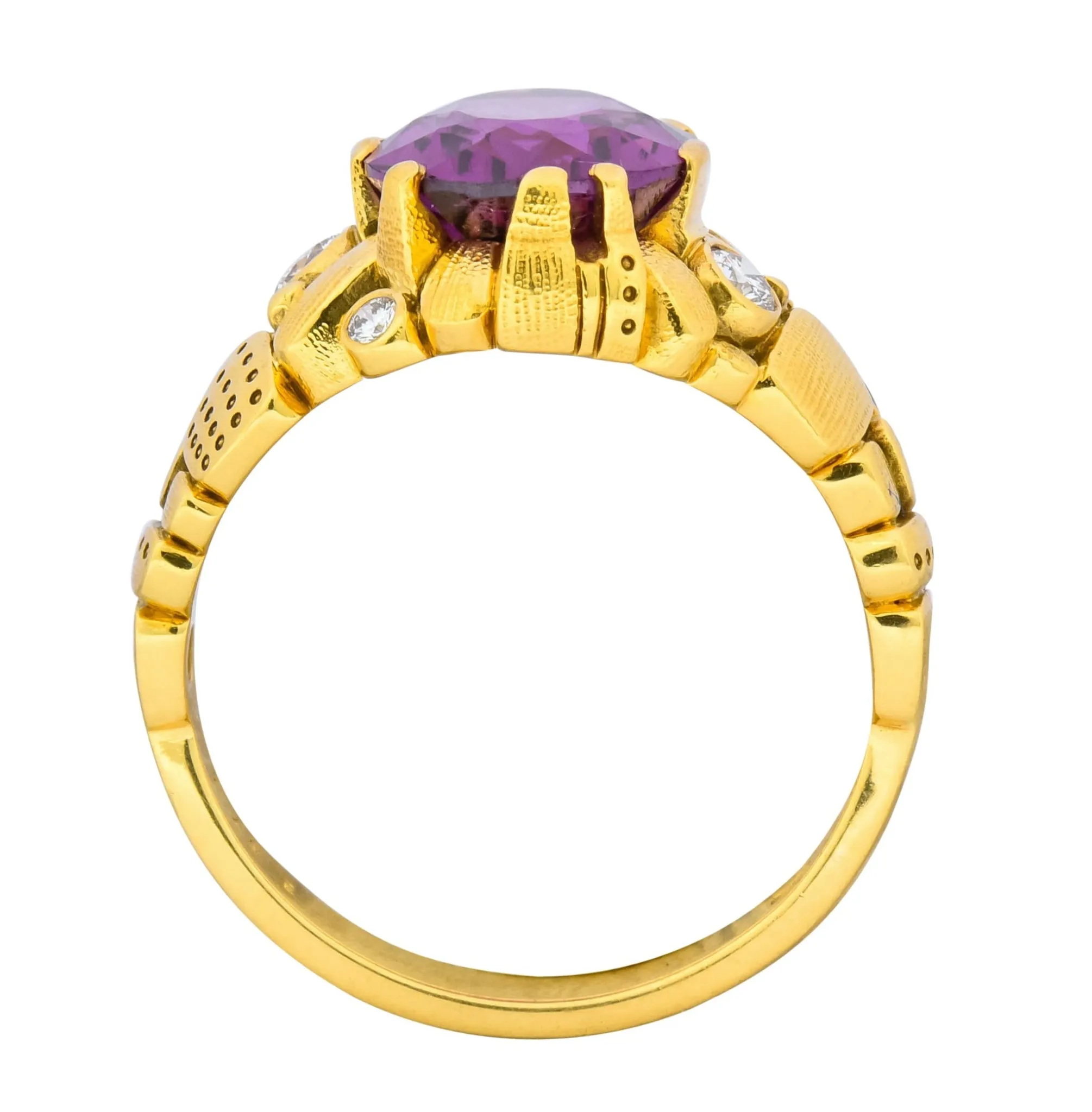 Alex Sepkus 3.92 CTW Rhodolite Garnet Diamond 18 Karat Gold Ring