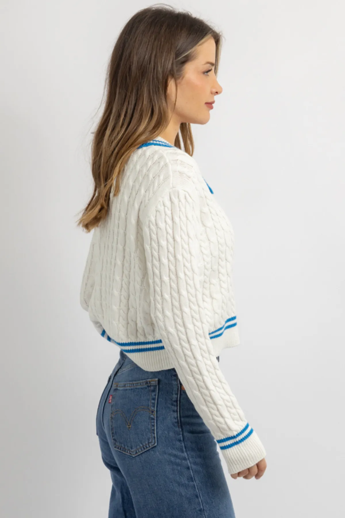 ALICIA BLUE CONTRAST SWEATER