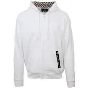 Aquascutum Branded Taped Pocket White Zip Up Hoodie