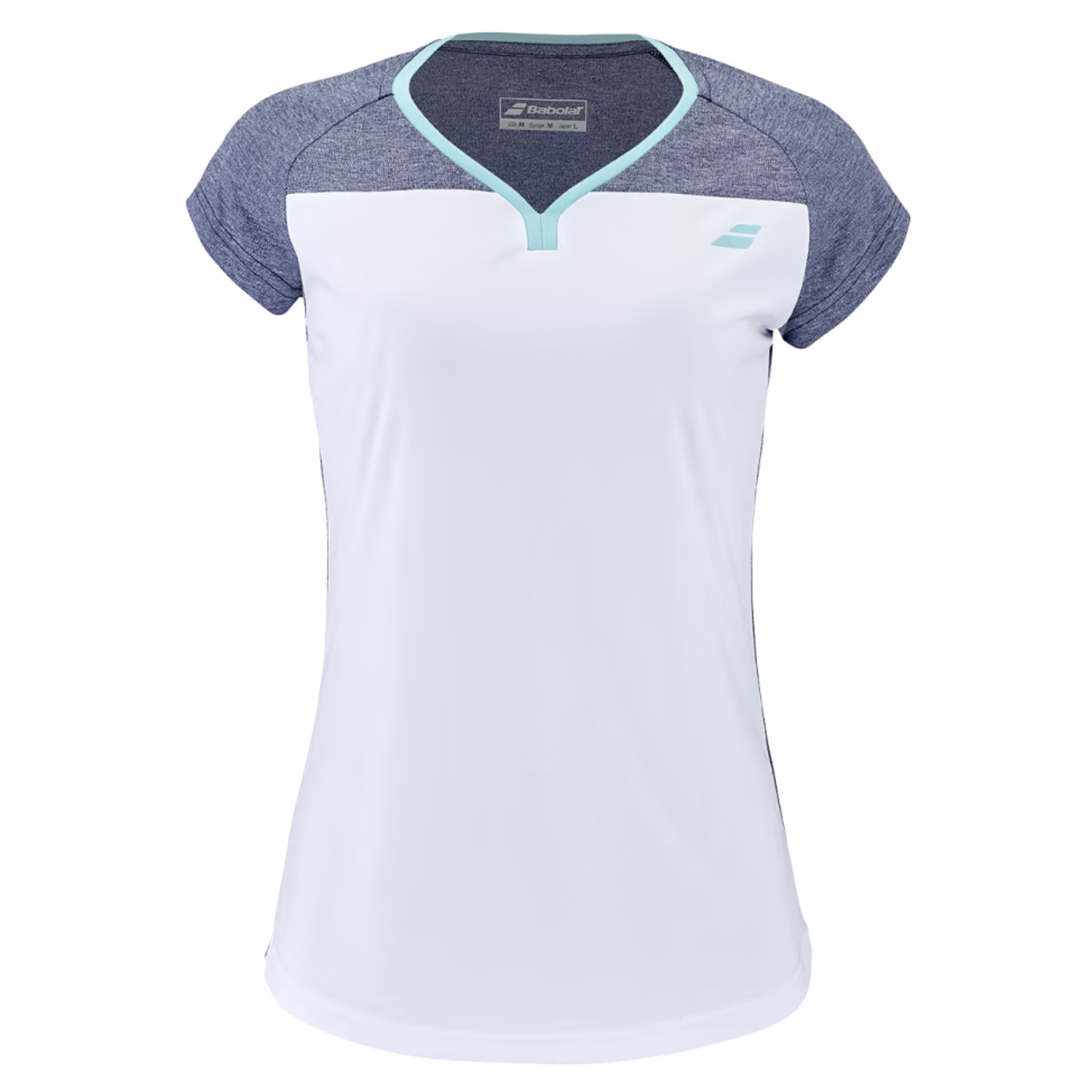 Babolat Play Cap Sleeve Girl Top 1079 - White/Blue Heather