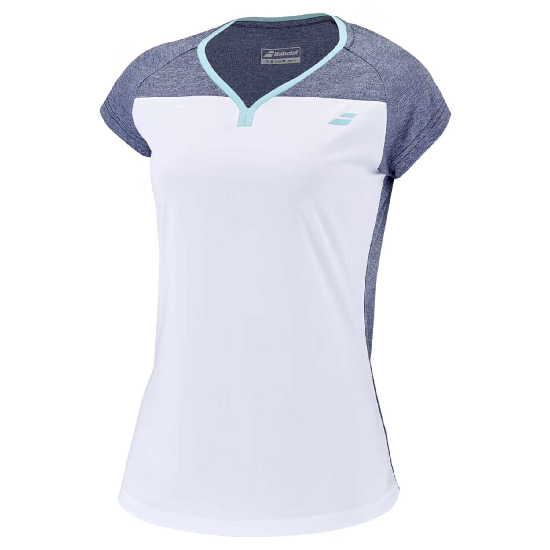 Babolat Play Cap Sleeve Girl Top 1079 - White/Blue Heather