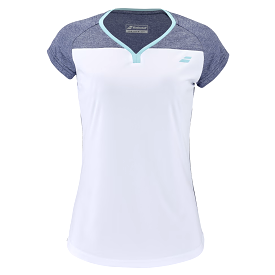 Babolat Play Cap Sleeve Girl Top 1079 - White/Blue Heather