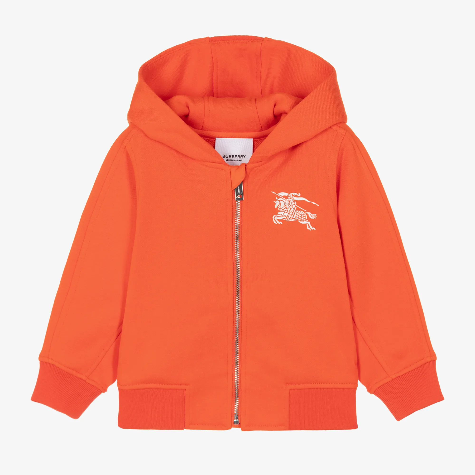 Baby Boys Orange Cotton Zip-Up Hoodie