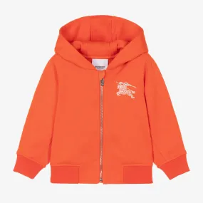 Baby Boys Orange Cotton Zip-Up Hoodie