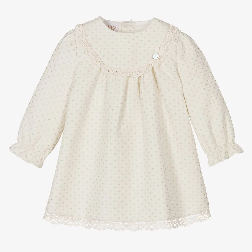 Baby Girls Ivory Polka Dot Dress