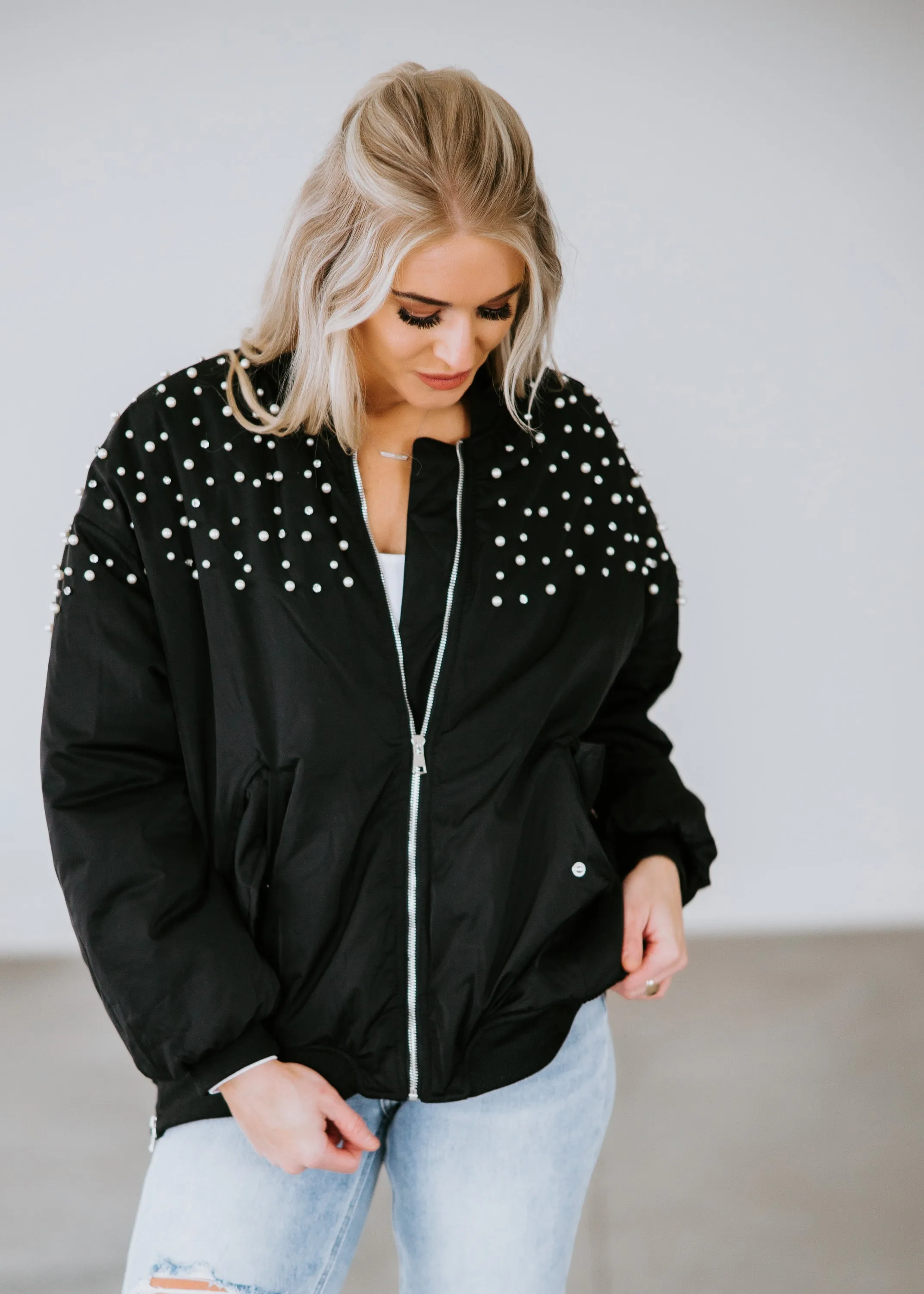 Barrett Rhinestone Bomber Jacket