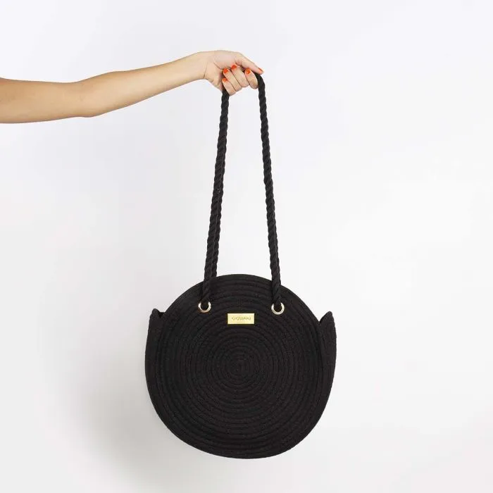 BLACK ROUND HAND BAG FOR WOMAN YOAKUM