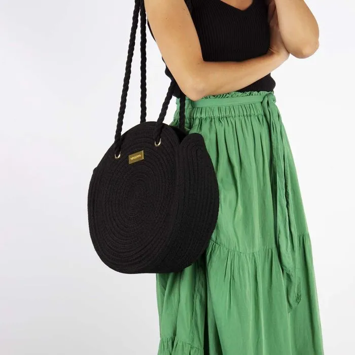 BLACK ROUND HAND BAG FOR WOMAN YOAKUM