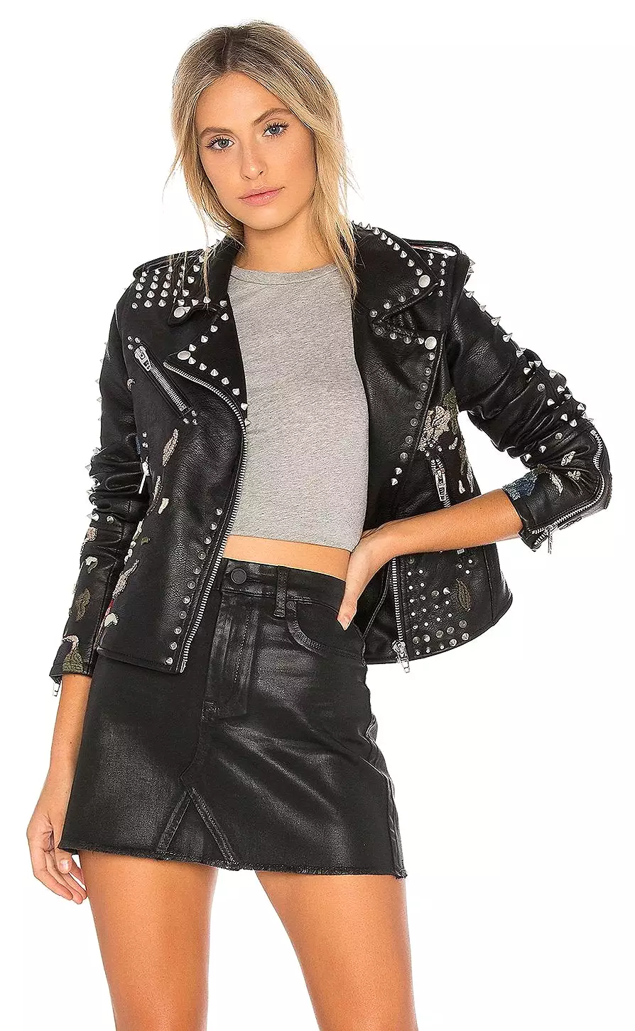 Blank NYC Budding Romance Studded Vegan Leather Jacket