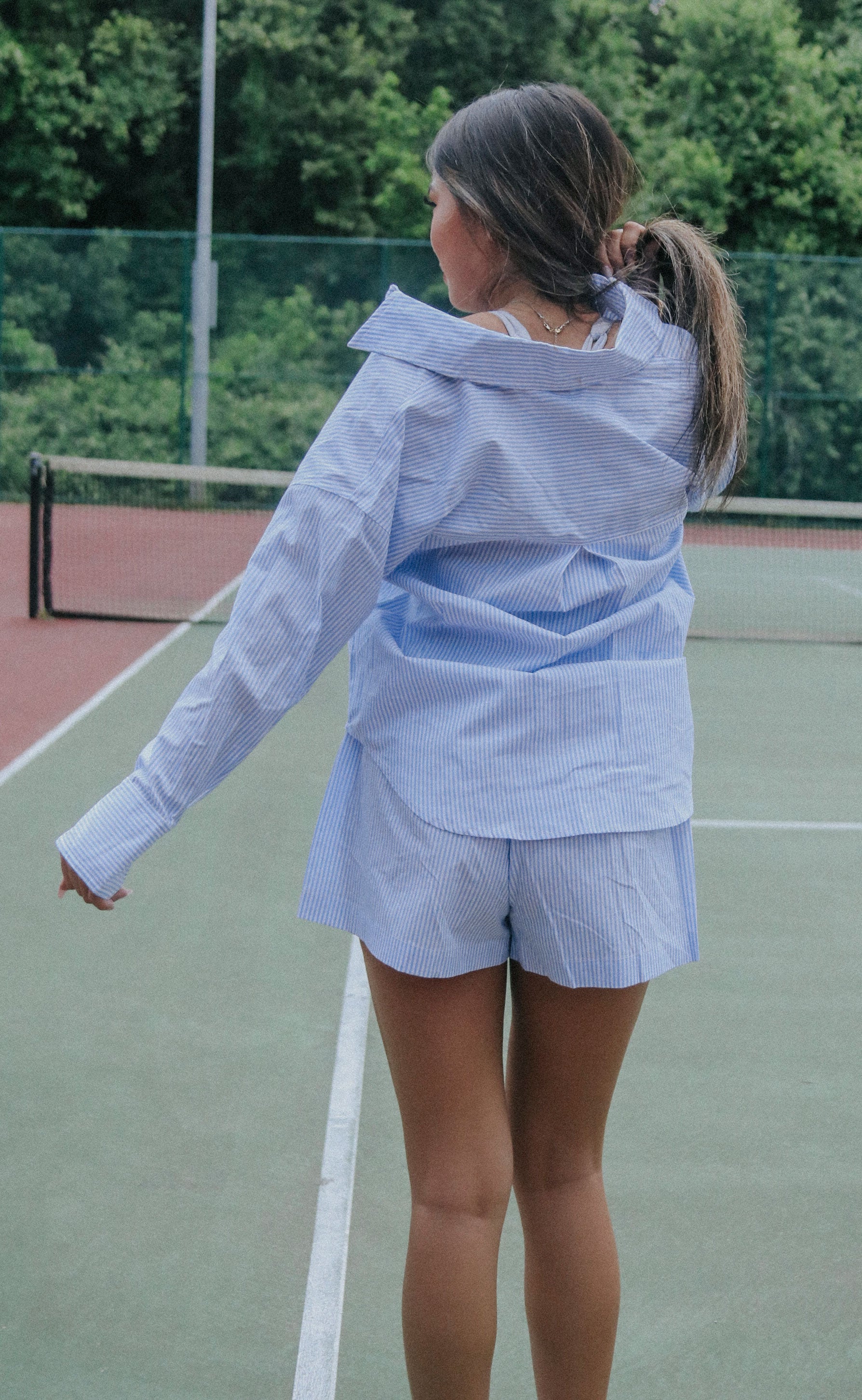 blank nyc: button up shirt - blue