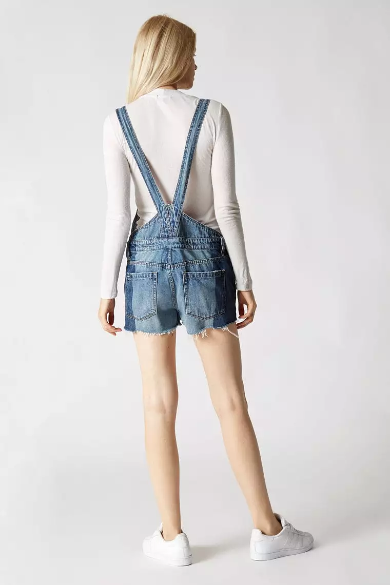 Blank NYC Funny Bone Short Denim Distressed Overalls