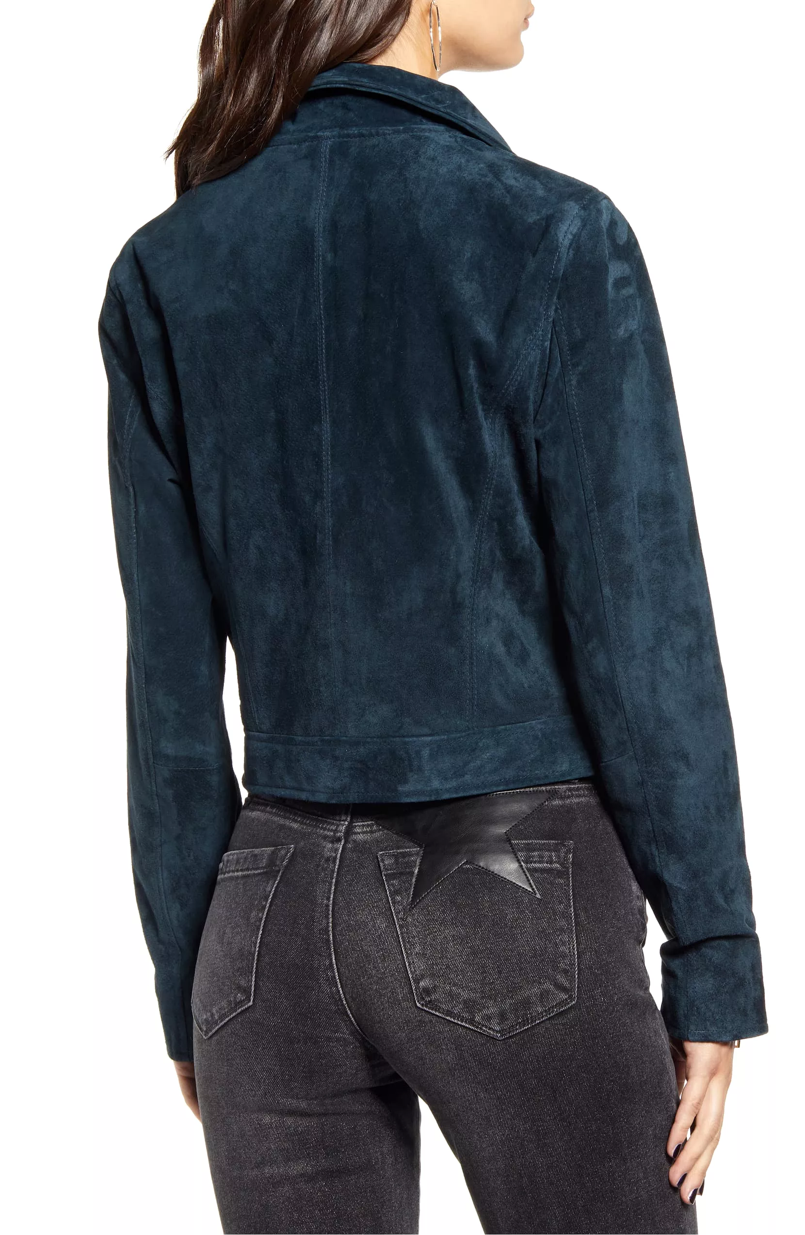 Blank NYC Suede Moto Jacket Galactic Teal