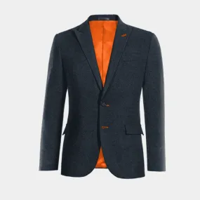  Blazer azul marino de donegal tweed solapa en pico