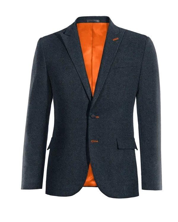  Blazer azul marino de donegal tweed solapa en pico