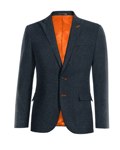  Blazer azul marino de donegal tweed solapa en pico