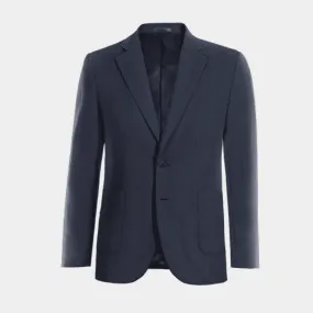  Blazer azul marino de lino solapa ancha esencial