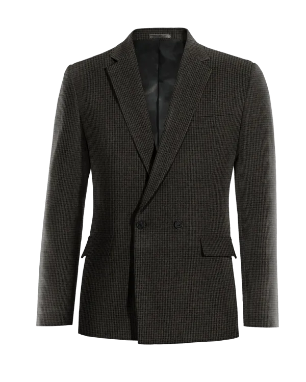  Blazer cruzada gris de tweed pata de gallo