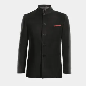  Blazer cuello chino negro rojizo de entretiempo y pañuelo