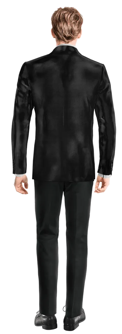  Blazer doble botonadura negro Ónix de terciopelo slim fit