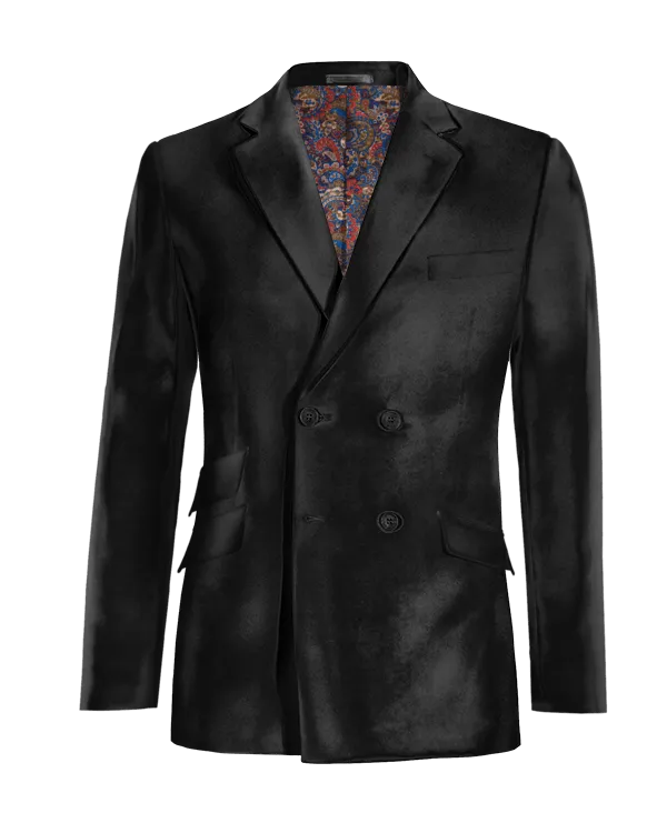  Blazer doble botonadura negro Ónix de terciopelo slim fit