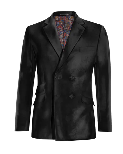  Blazer doble botonadura negro Ónix de terciopelo slim fit