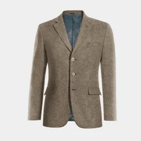  Blazer marrón claro de donegal tweed esencial de 3 botones