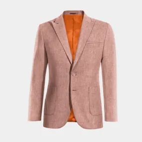  Blazer rojo pastel de lino ligera solapa en pico