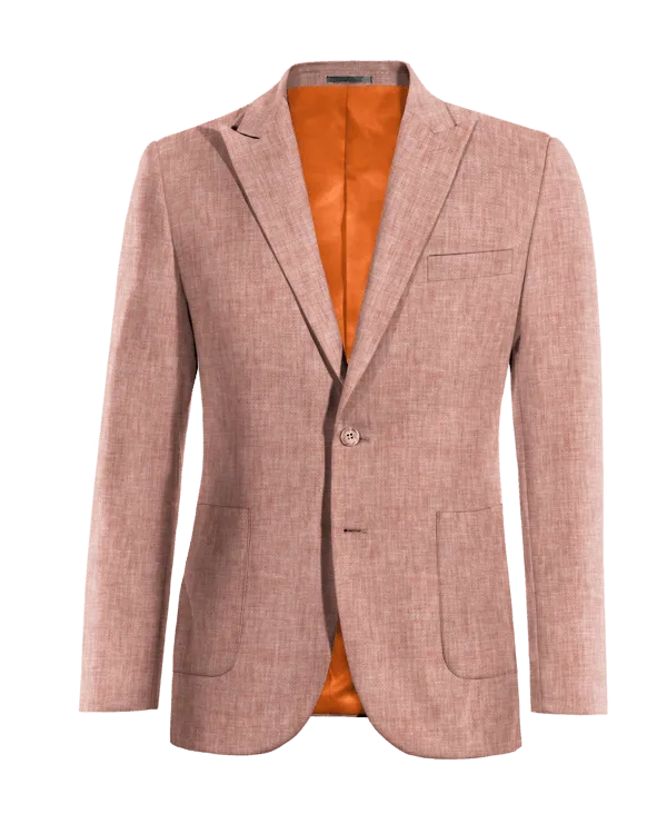  Blazer rojo pastel de lino ligera solapa en pico