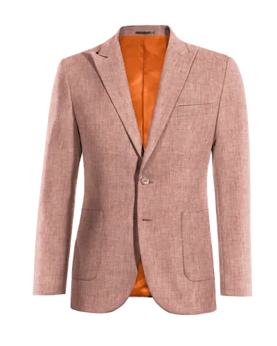  Blazer rojo pastel de lino ligera solapa en pico