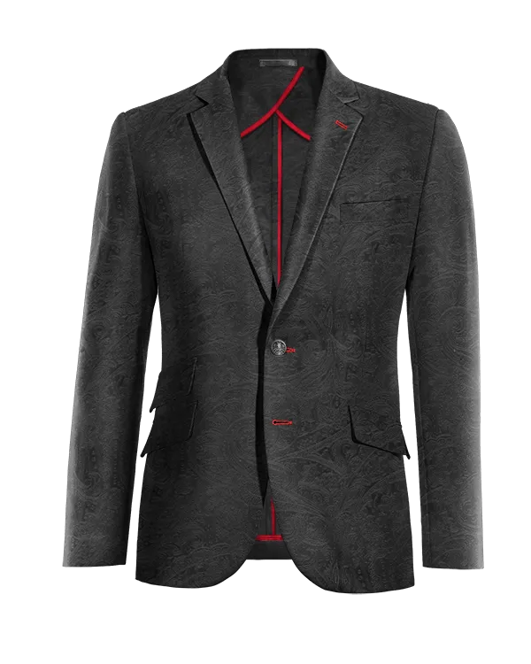  Blazer sin forro negro Ónix de terciopelo paisley