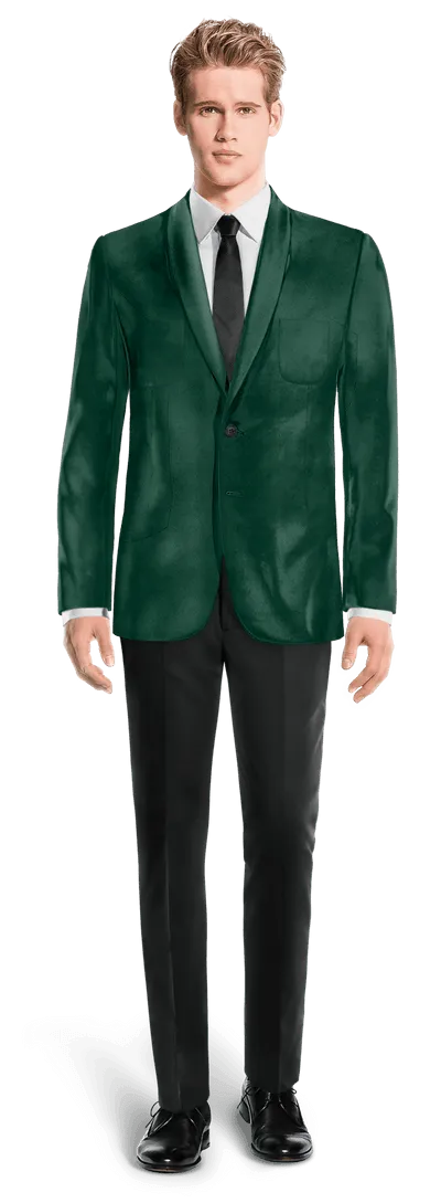  Blazer verde azulado de terciopelo solapa redonda edición limitada