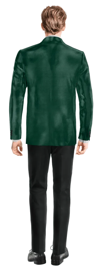  Blazer verde azulado de terciopelo solapa redonda edición limitada