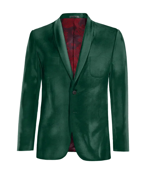  Blazer verde azulado de terciopelo solapa redonda edición limitada