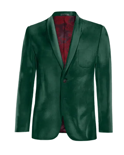  Blazer verde azulado de terciopelo solapa redonda edición limitada