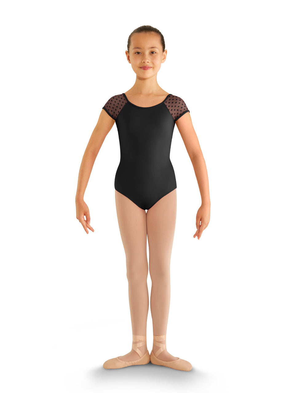 Bloch Child Heart Mesh Cap Sleeve Leotard - CL8192