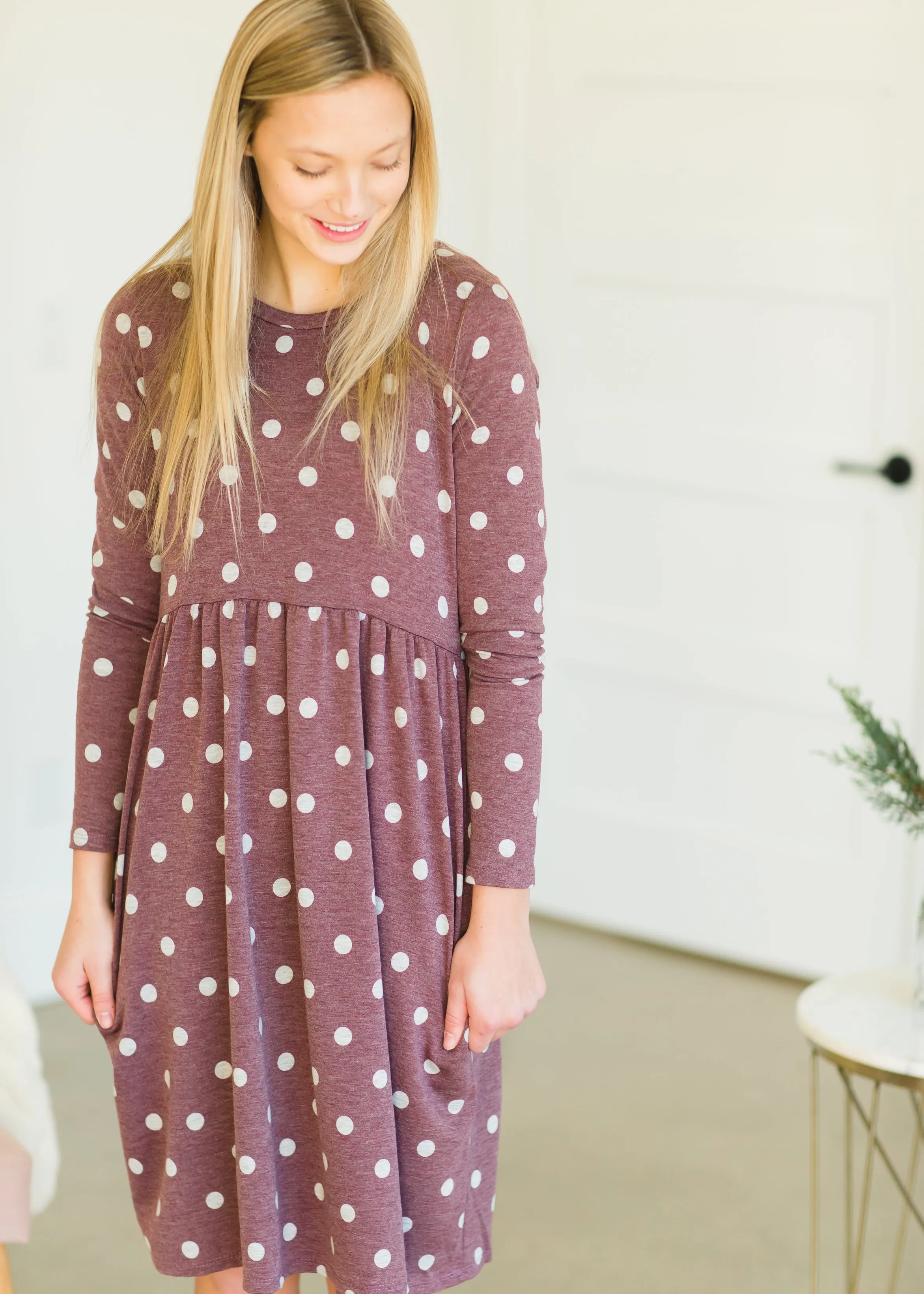 Burgundy Polka Dot Maternity Dress - FINAL SALE