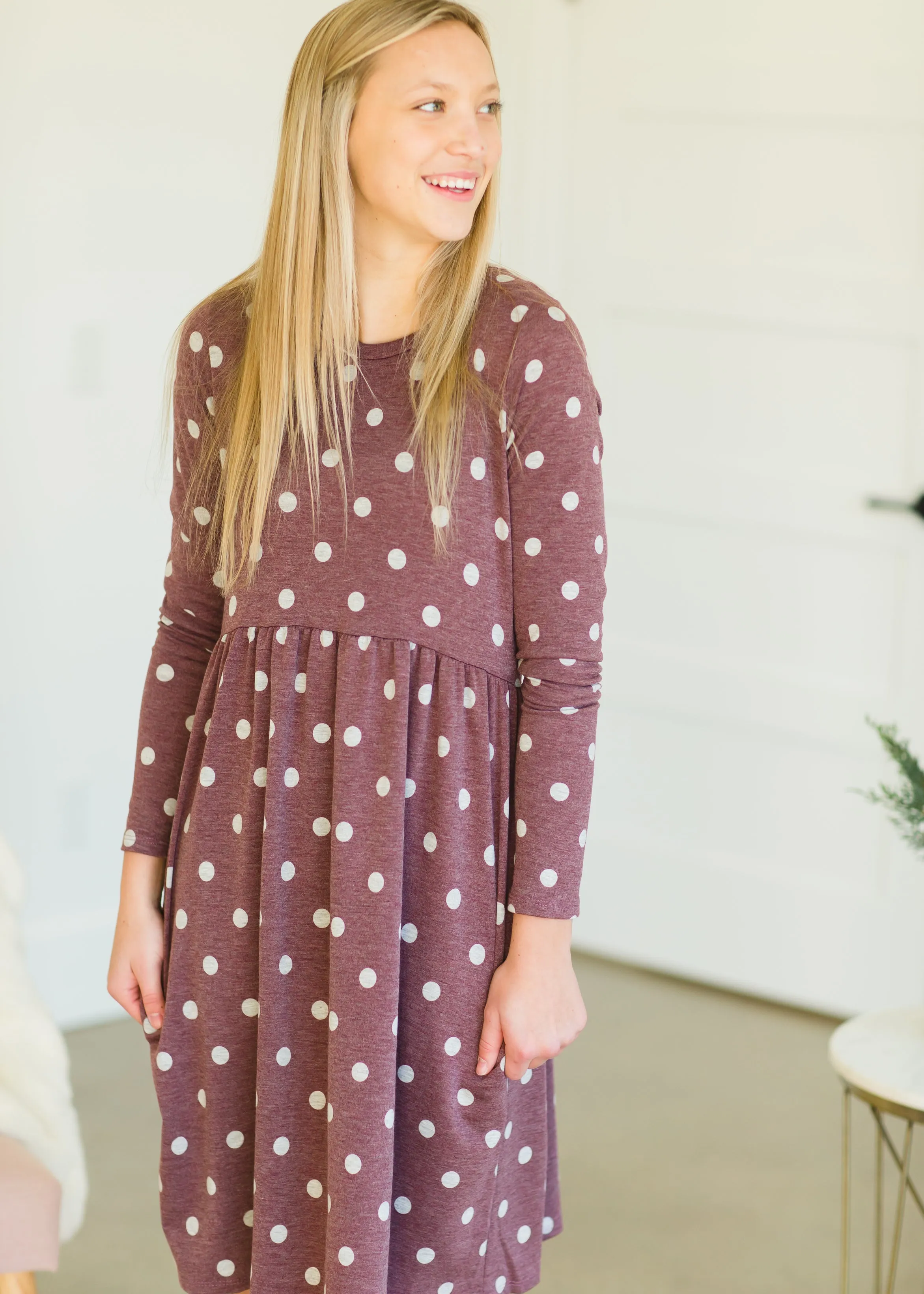 Burgundy Polka Dot Maternity Dress - FINAL SALE