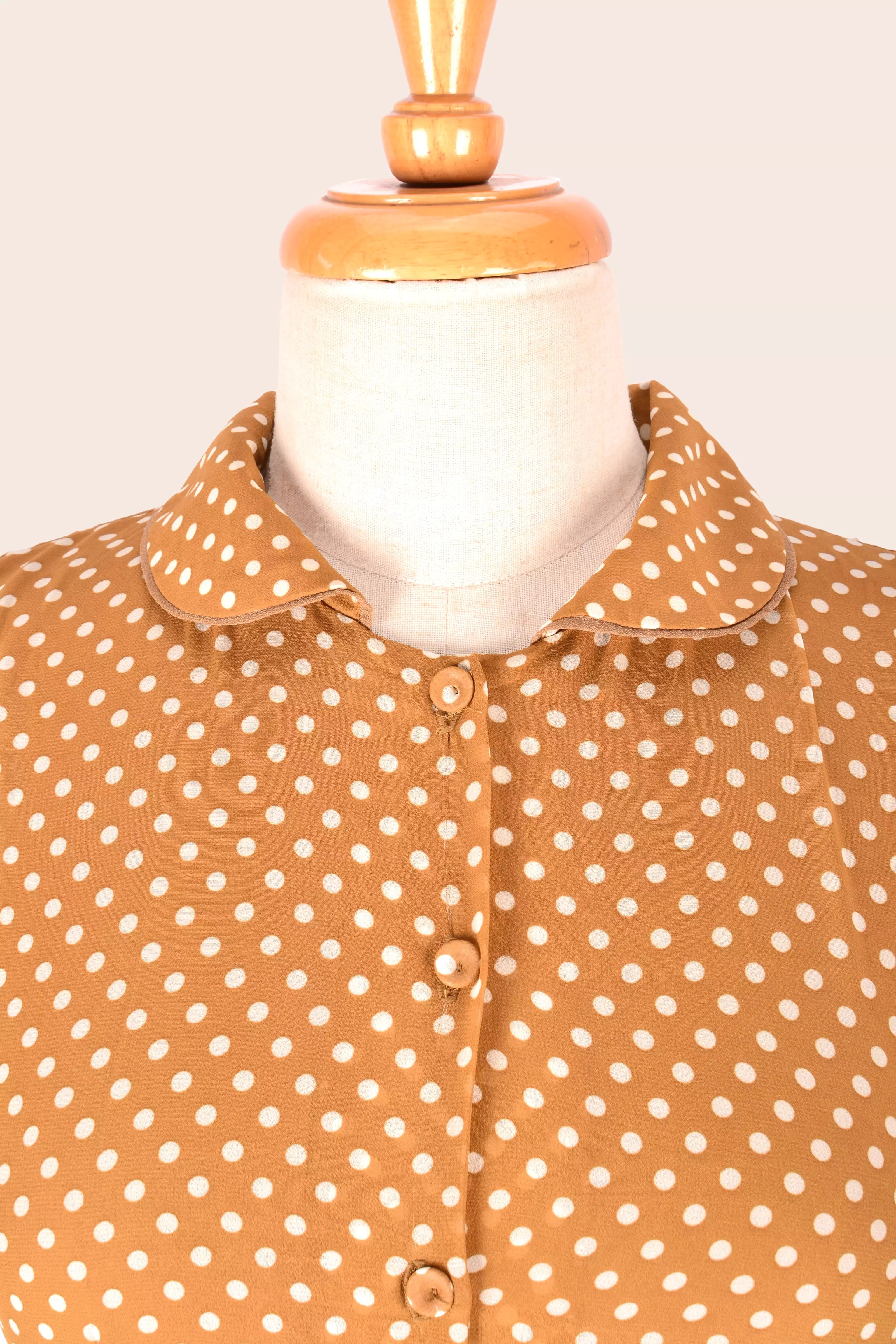 Camille Bronze & Cream Polka Dot Dress